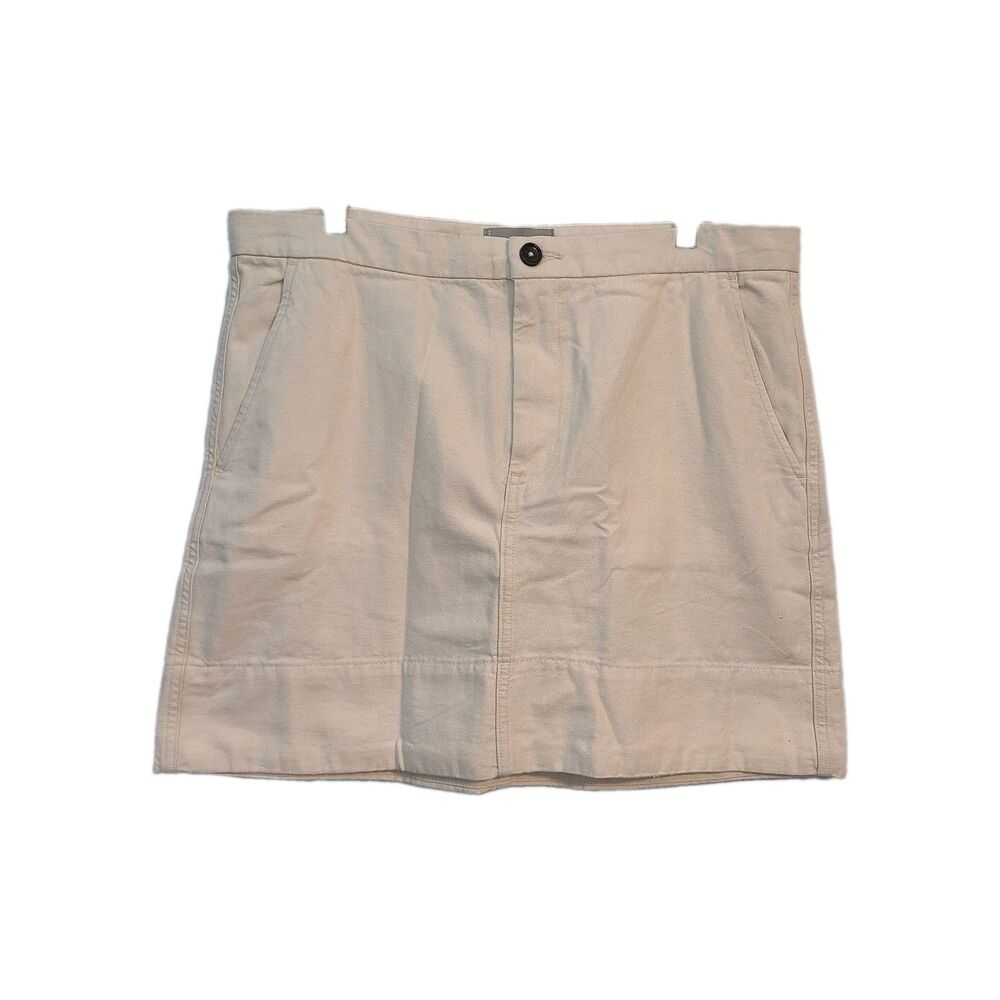 Everlane Cream Canvas A-Line Mini Skirt Sz 16 Capsule Clean Girl Minimalist
